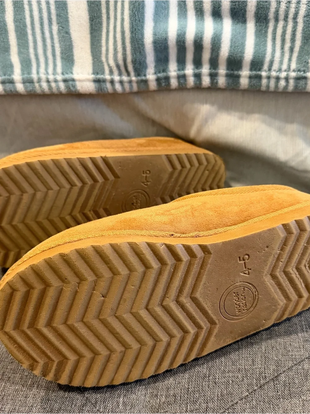 Wonder Nation Kids Cozy Slip-On Slippers in Camel Brown